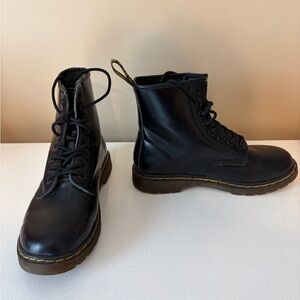 Black Leather Lace-Up Boots